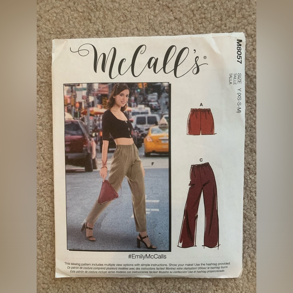 McCall’s 8057 Women’s Sizes XS-S-M Uncut Pants and Shorts Sewing Pattern
